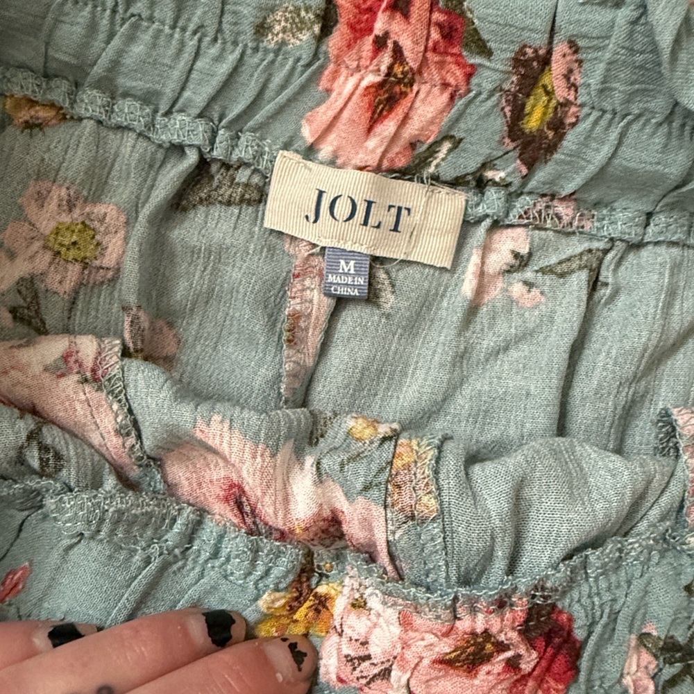 Jolt • Light Blue Floral Shorts w Belt • Women’s Size Medium - Picture 4 of 9
